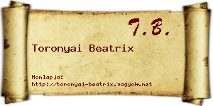 Toronyai Beatrix névjegykártya